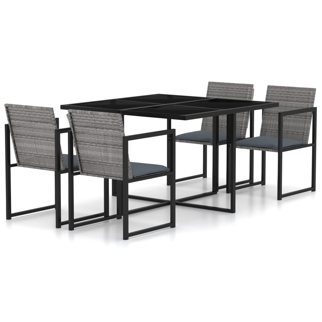 Helloshop26 - Conjunto de comedor de jardín de 5 piezas y cojines en resina tejida gris 02_0014795