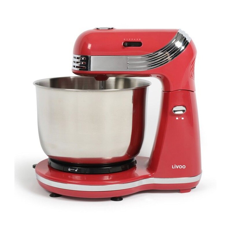 Robot Pâtissier Multifonction - Livoo - Rouge Clair - Dop137g