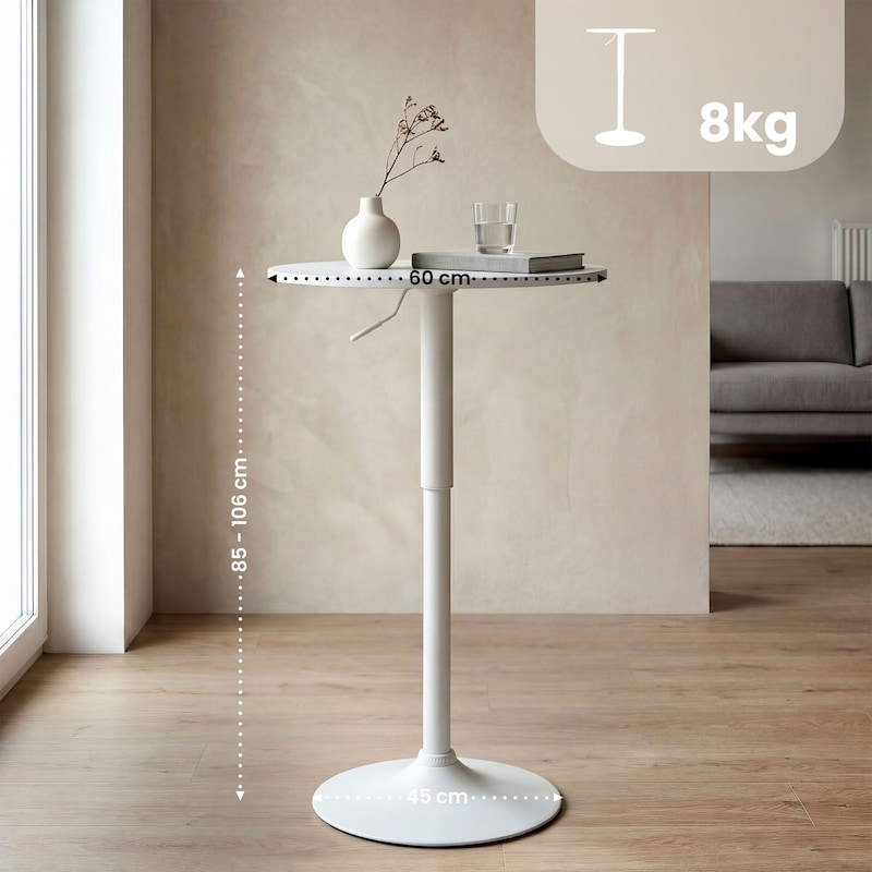 CLP Table haute Lamoni Bois HBT: 85x60x60 cm Blanc / Blanc | METRO