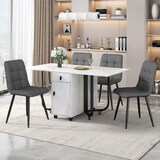 thumbnail of Essgruppe Set mit Esstisch und 4 Stühlen 150x80x76 cm klappbarer Küchentisch MDF Tischplatte Weiß Metallbeine Polsterstühle mit Rückenlehne