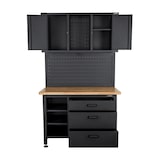 thumbnail of Bancada de garagem com armário de arrumação - Superfície de trabalho em madeira 2 armários 3 gavetas Painel perfurado Capacidade de carga 500kg VITO