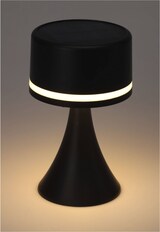 thumbnail of WellHome - Solar Tischlampe in Schwarz, wiederaufladbar mit Solarpanel und USB-Ladeanschluss Ø12,6x20,6cm