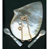 thumbnail of 2er-Set Eierlöffel Perlmutt (runde Enden, Länge 11 cm), Handarbeit, Naturprodukt, Ei- & Kaviarlöffel
