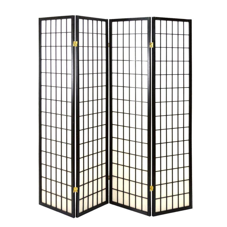 Vacchetti Paravento carta di riso 4 ante nero cm45h180