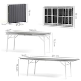 thumbnail of Ausziehbarer rechteckiger Gartentisch, Struktur aus Stahl und Tischplatte aus Polypropylen in Holzoptik, 10 Sitzplätze, klappbar –TOBIA– Weiß/Schiefer