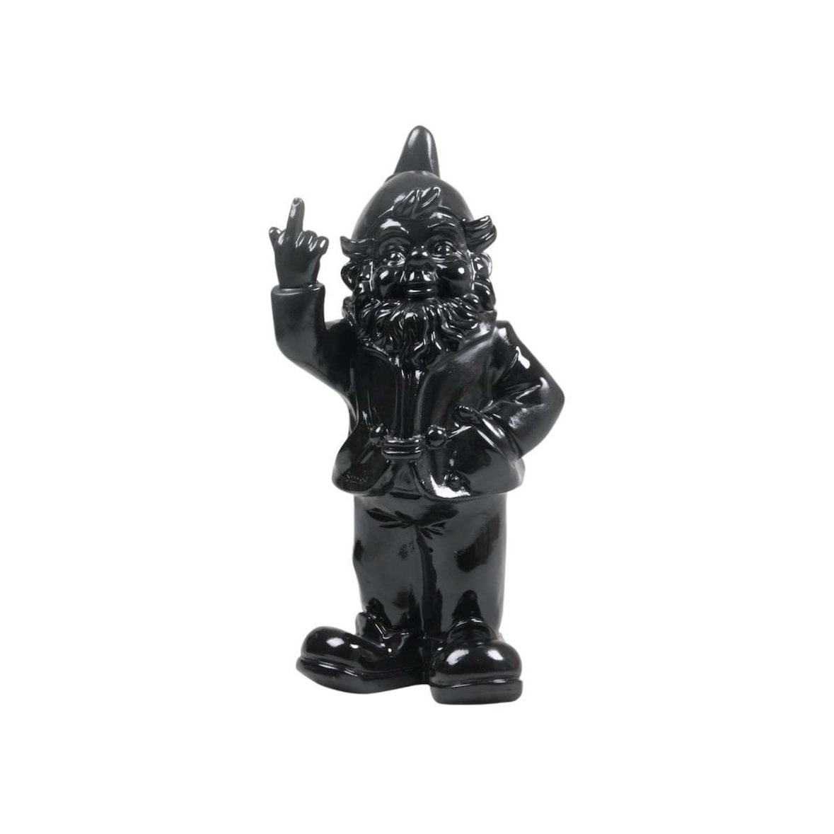 Nain de jardin en résine doigt d'honneur 7 x 8 x 20 cm Noir Stoobz