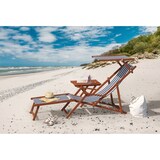 thumbnail of Gartenliege blau-weiß Strandliege Sonnenliege Relaxliege Holzliege Fußteil Kissen 10-317 F KD