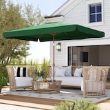 thumbnail of Outsunny sombrilla de terraza exterior 300x200 cm con ángulo ajustable mástil de aluminio manivela y protección UV 50+ sombrilla para jardín verde