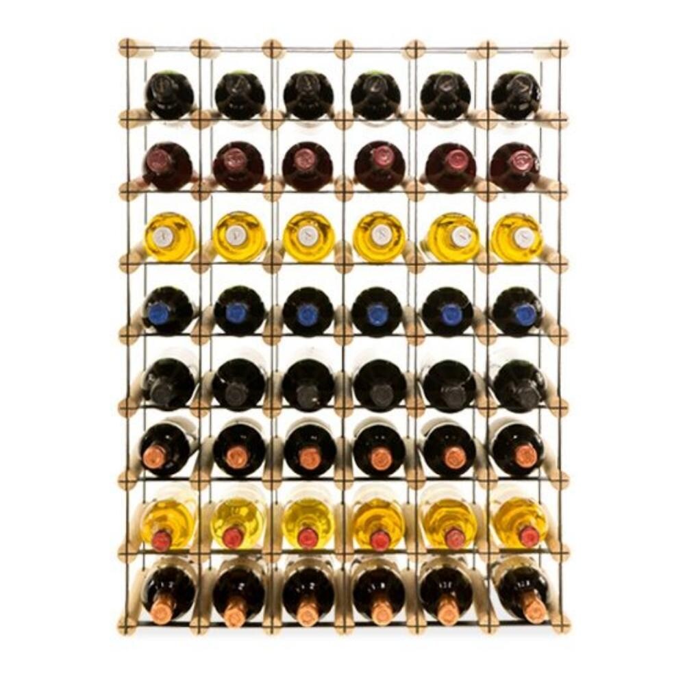 PROREGAL Modulares Weinregal VINOTECA MOD METAL | HxBxT 82,5x62,5x24,5cm | 6x8 Flaschen | Massives Kiefernholz | Natur | Flaschenregal