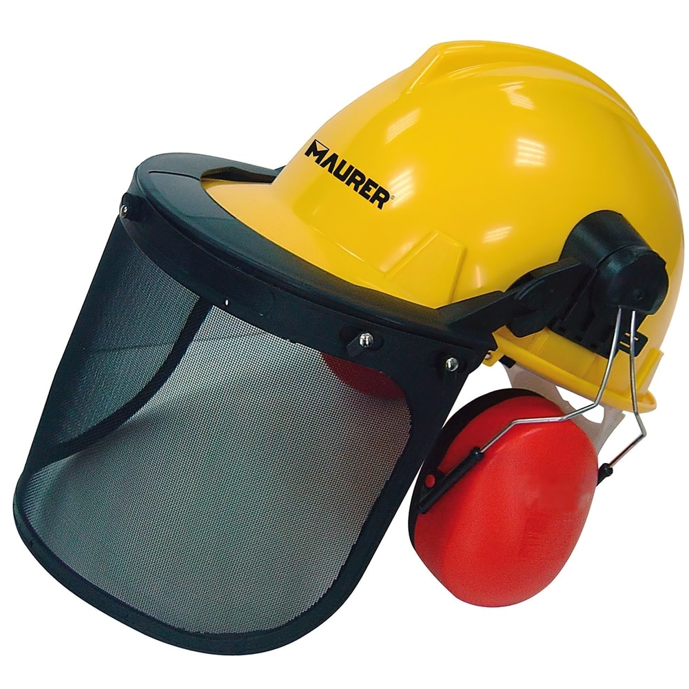 MAURER - Casco Con Visera, Protector Facial De Rejilla  y Protector Auditivo