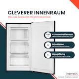 thumbnail of homeX Gefrierschrank, Tiefkühlschrank klein - 60L Nutzinhalt, 4-Sterne Gefrieren, Freezer freistehend, schwarz, FS1016-B