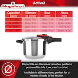 thumbnail of Magefesa Activa2 - Set de Ollas Express Rápidas 3 + 6L, Acero Inoxidable 18/10, 2 Programas de Cocción, Apta para Todo Tipo de Cocinas, Inducción