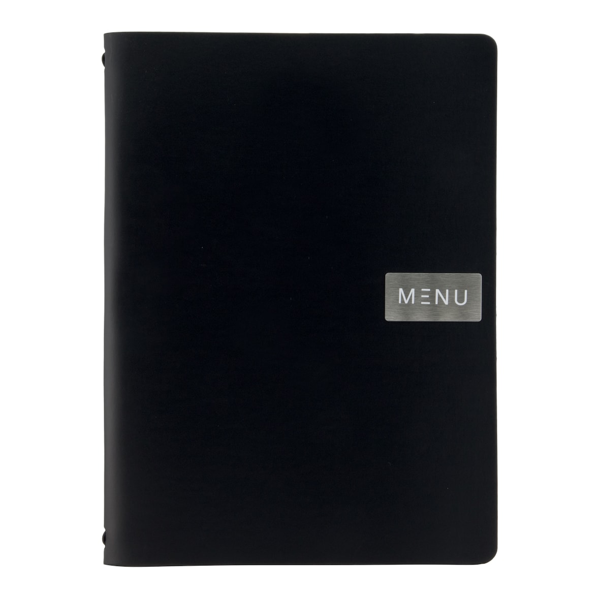 Securit® Menukaart A4 "Leather" - Zwart - Lijn "Royal" - 100% ecologisch leer - Plaat "Menu" + blanco plaat inbegrepen - 4 zijden