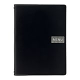 thumbnail of Securit® Menukaart A4 "Leather" - Zwart - Lijn "Royal" - 100% ecologisch leer - Plaat "Menu" + blanco plaat inbegrepen - 4 zijden