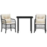 thumbnail of vidaXL 3-tlg. Bistro-Set mit Kissen Schwarz Poly Rattan