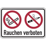 thumbnail of Aufkleber Verbotsschild, Kombischild, Zigarette/E-Zigarette, Rauchen verboten, praxisbewährt - 150 x 100 mm Folie selbstklebend