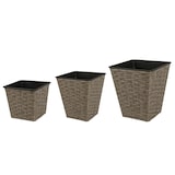 thumbnail of 3 Blumentöpfe 12-18cm Kunststoff eckige Pflanzgefäße Blumenübertöpfe Aussenbereich & Innenbereich Blumentopf Pflanzentopf Garten Deko Braun