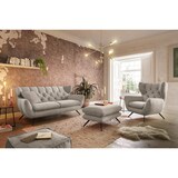 thumbnail of KAWOLA Sitzgruppe CHARME 3-Sitzer Sessel Hockerbank Cord steingrau