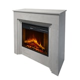 thumbnail of Camino elettrico caminetto da terra BELLINI in legno effetto Cemento Made in Italy L96 x P35 x H96