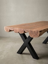 thumbnail of Esszimmertisch 200 x 100 x 77 cm Akazie Landhaus-Stil Voll-Holz, Design Esstisch rechteckig, Tisch für Esszimmer Baumstamm, Küchentisch 8