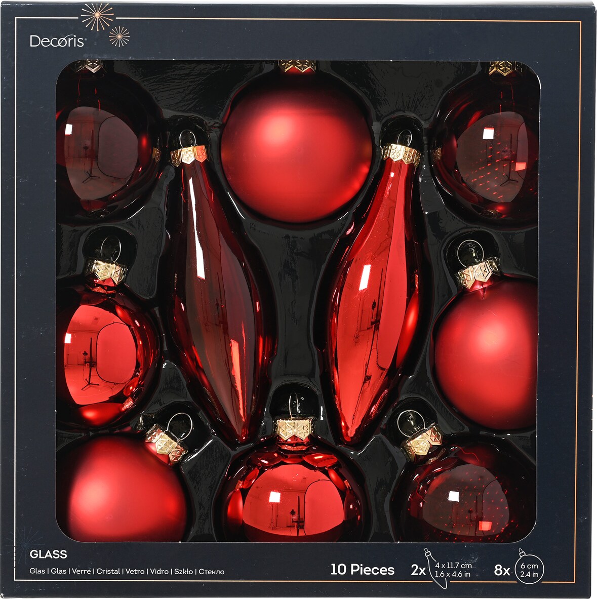 10 Weihnachtskugeln Glas 6-11,7cm matt & glänzend Christbaumkugeln Eiszapfen Weihnachtsbaumkugeln Christbaumschmuck Kugeln Weihnachtsrot
