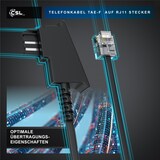 thumbnail of CSL - 1m Telefonkabel TAE-F Stecker auf RJ11 Stecker − Int. Norm 6P4C / 4-polig belegt − Flachkabel - TAE-F - schwarz