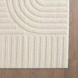 thumbnail of Teppich Wohnzimmer 3D Skandinavischer Boho Modern Waschbar Strapazierfähig Esszimmer OEKO-TEX Rund Creme 200x200 cm – RIGI von Kadima Design