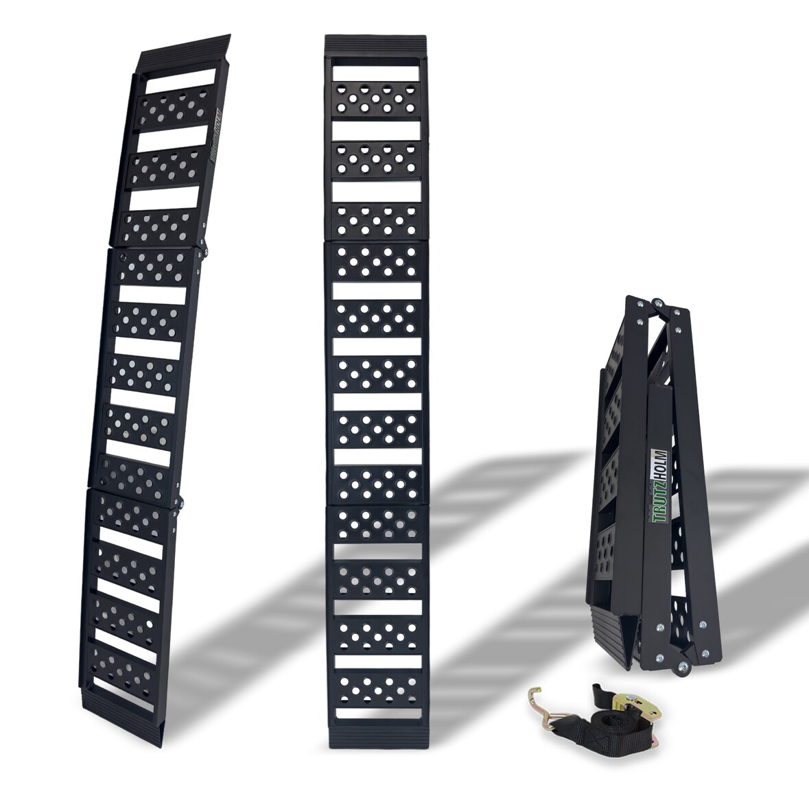 TRUTZHOLM 1 x Auffahrrampe 2-fach klappbar 199cm Traglast 340 kg Alu schwarz geriffelt/ gelocht Rampe Verladerampe