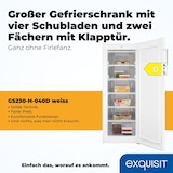 thumbnail of Exquisit Gefierschrank, Tiefkühlschrank, 177 Liter, 4 Gefrierschubladen, 2 Gefrierfächer, 4-Sterne-Gefrieren, GS230-H-050D weiss
