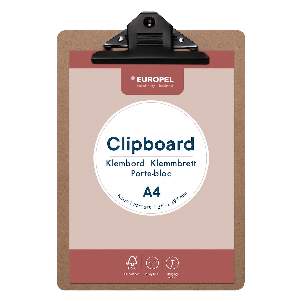 Porte-bloc A4 portrait panneau en fibre de bois MDF, set 12 pcs, 197001