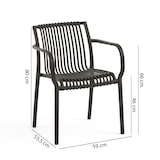 thumbnail of Set van 4 tuinstoelen met armleuningen, van polypropyleen, antislipvoetjes, stabiel, stapelbaar, voor tuin, bar, restaurant – Olimpia/Zwart