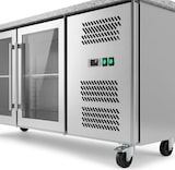 thumbnail of Romux® Kühltisch mit 3 Glastüren 180x70 cm mit Marmor-Arbeitsplatte und Luftkühlung | Theken Kühlschrank aus Edelstahl mit 417 L und 750 W