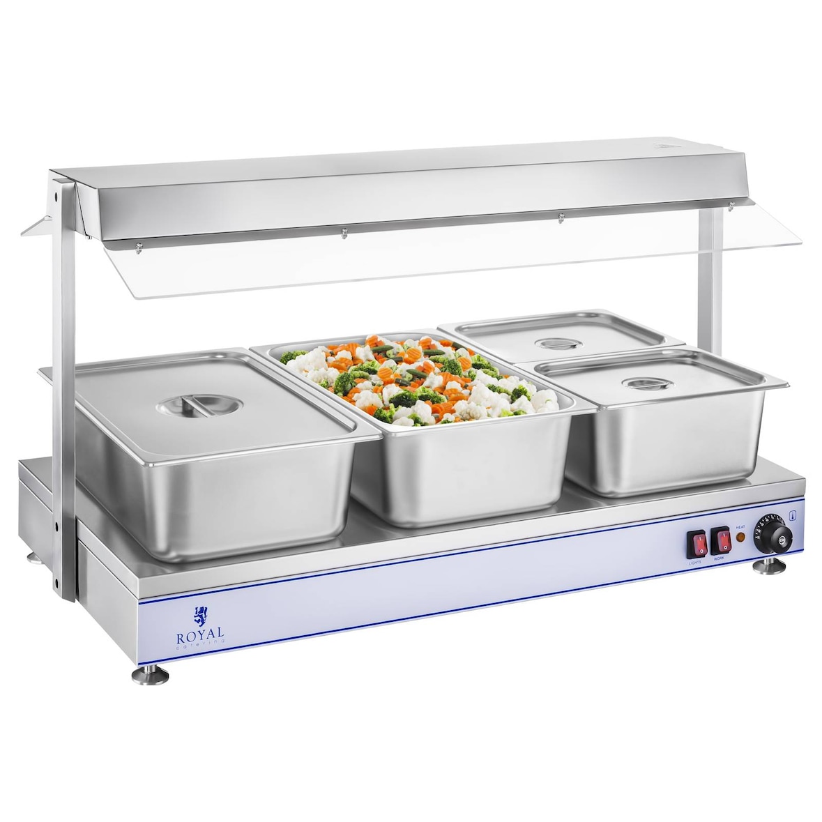 Royal Catering Calienta platos con lámparas halógenas - 2000 W - Acero inoxidable