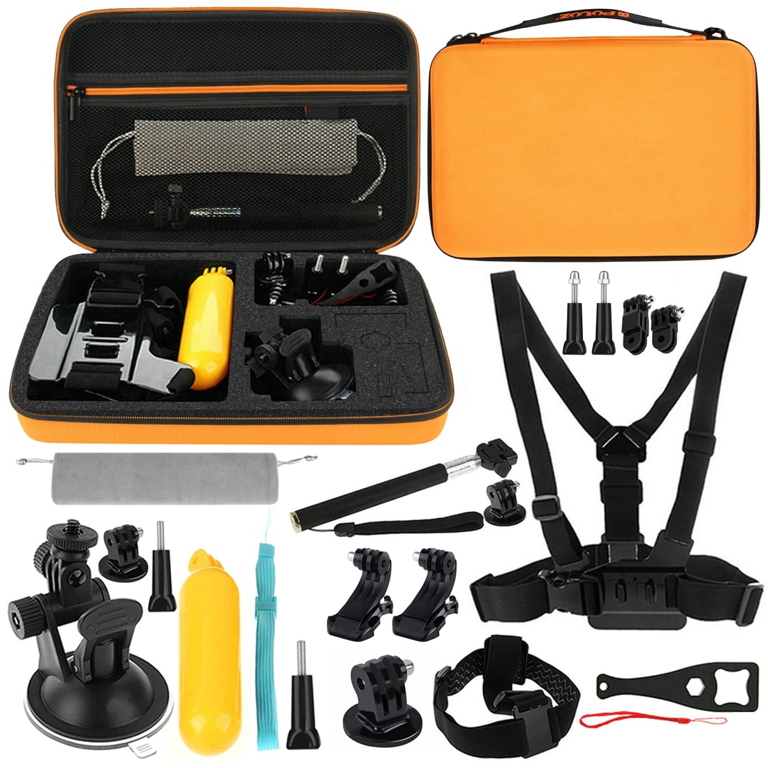 Kit D'Accessoires Gopro 20 En 1 Adaptateur Trepied Monopode Telescopique Orange YONIS