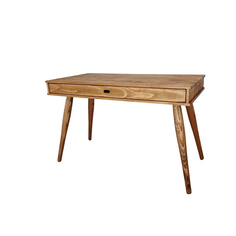 Ócrea Massivholz-Schreibtisch mit 1 Schublade und 4 sehr stabilen Beinen XXL- 120 x 60 Cm