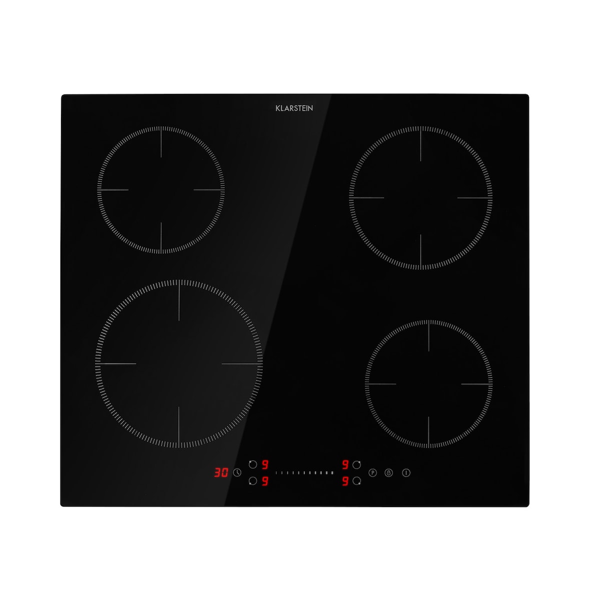 Virtuosa EcoAdapt Induktionskochfeld 4 Zonen 7200W Glas schwarz Schwarzes Glas