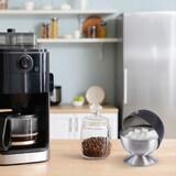 thumbnail of Relaxdays Zuckerdose, Edelstahl, Zuckerkugel mit Deckel, für Würfelzucker & Bonbons, HxD: 15,5 x 14 cm, schwarz/silber