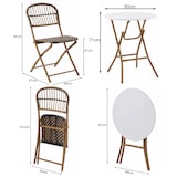 thumbnail of METRO PROFESSIONAL Conjunto de bistrô de 3 peças Agujo, aço/ vime PE, 2 cadeiras, 1 mesa, bege/ branco