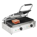 thumbnail of METRO Professional Dubbele contactgrill GPG2201, roestvrij staal, 57 x 36 x 20 cm, geribbeld, met vetopvangbak, zilver