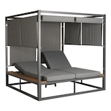 thumbnail of Aluminium Lounge-Gartenliege HWC-M63, Sonnenliege Bali-Liege Outdoor-Bett Daybed, 10cm-Polster 200cm ~ hellgrau