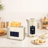 thumbnail of HOMCOM set desayuno con pantalla LED táctil, hervidor de agua 1,7L 2200W, función mantener caliente, tostadora pan ranura ancha 2 rebanadas, crema