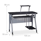 thumbnail of Relaxdays Computertisch Glas, Tastaturauszug & Fach für Rechner, HBT: 98 x 105 x 55 cm, modern, Arbeitszimmer, schwarz