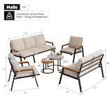 thumbnail of Merax Gartenlounge-Set für 7 Personen, 3er-Sofa, 2er-Sofa, 2 Sesseln & 2 Tischen, Verzinktes Eisen, Beige