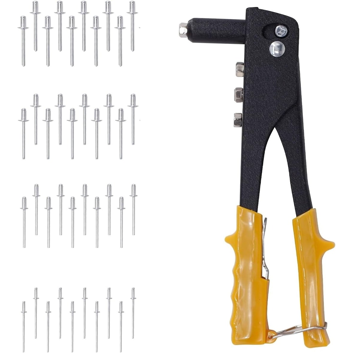 Pistola de rebites rebitador Brocas de 4 tamanhos 2,4 mm 3,3 mm 4,0 mm 4,8 mm para uso industrial e doméstico, rebites incluídos