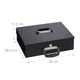 thumbnail of Relaxdays Geldkassette abschließbar, Münzzählbrett & 4 Scheinfächer, Geldkasse Eisen, HxBxT 11,5 x 36 x 28,5 cm, schwarz