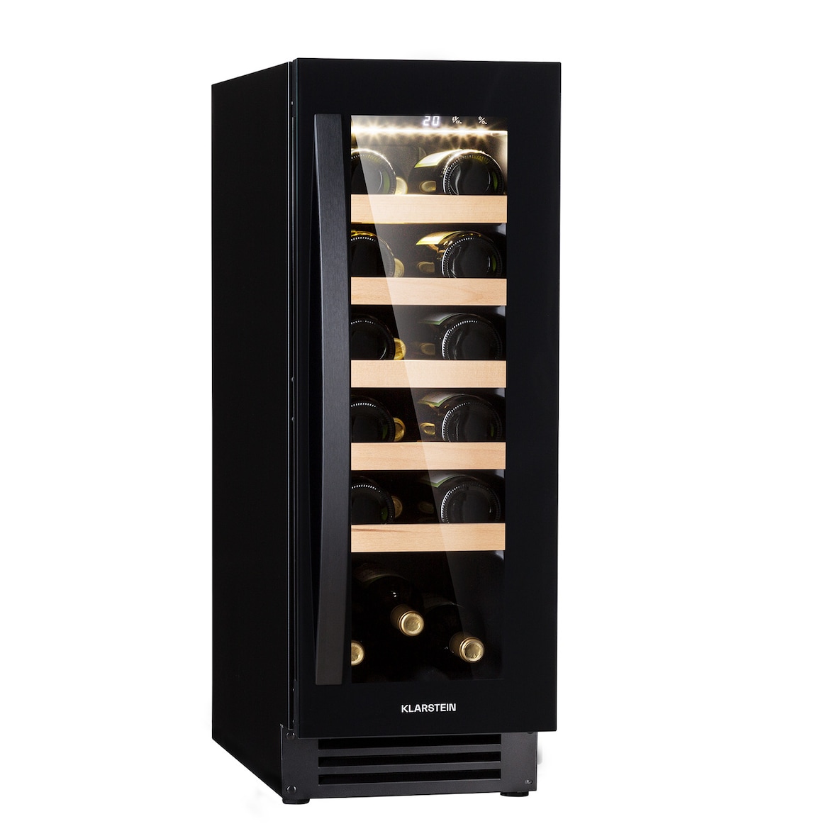 KlarsteinVinovilla 20 Built-In Weinkühlschrank 50l / 20 Flaschen Glastür EdelstahlSchwarz