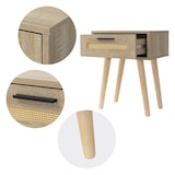 thumbnail of ML-Design Nachttisch 2er Set 1 Schublade 40x50,5x30 cm Eiche Rattan Massivholzfüße Nachtschrank Schlafzimmer