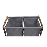 thumbnail of Cesto para roupa suja HWC-B60, Cesto para roupa suja, madeira maciça 2 compartimentos 60x60x33cm 68l ~ castanho, tampa cinzenta