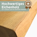 thumbnail of DELUKE® Massivholzplatte Eiche mit Baumkante ERIK - 160x80cm | Tischplatte rechteckig Holzplatte Arbeitsplatte aus Massivholz