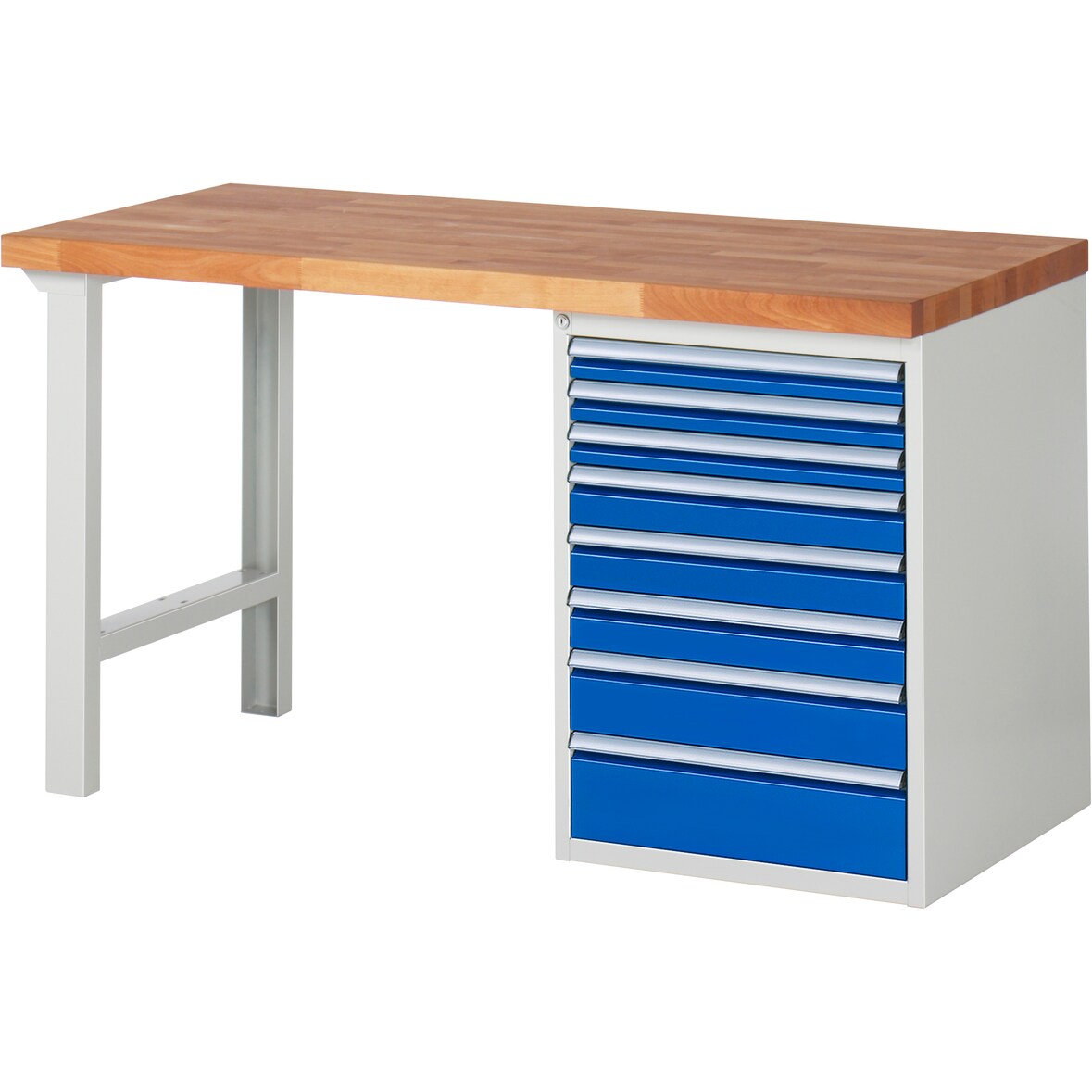 PROREGAL Werkbank Serie 7000 - Modell 7519 | HxBxT 84x150x70cm | 8x Schublade | Schubladenmaße 3x60 + 3x90 + 1x120 + 1x150mm